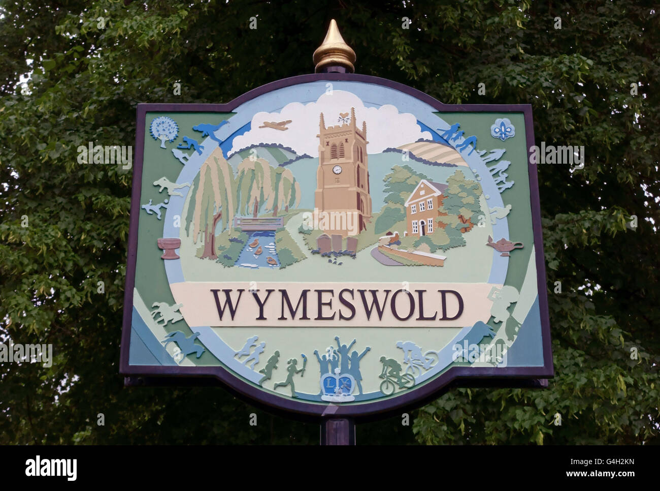 Sign in village of Wymeswold, Leicestershire, England Stock Photo