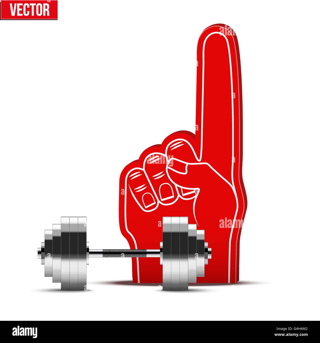 Powerlifting gym Sports Fan Foam Fingers and dumbbell Stock Vector