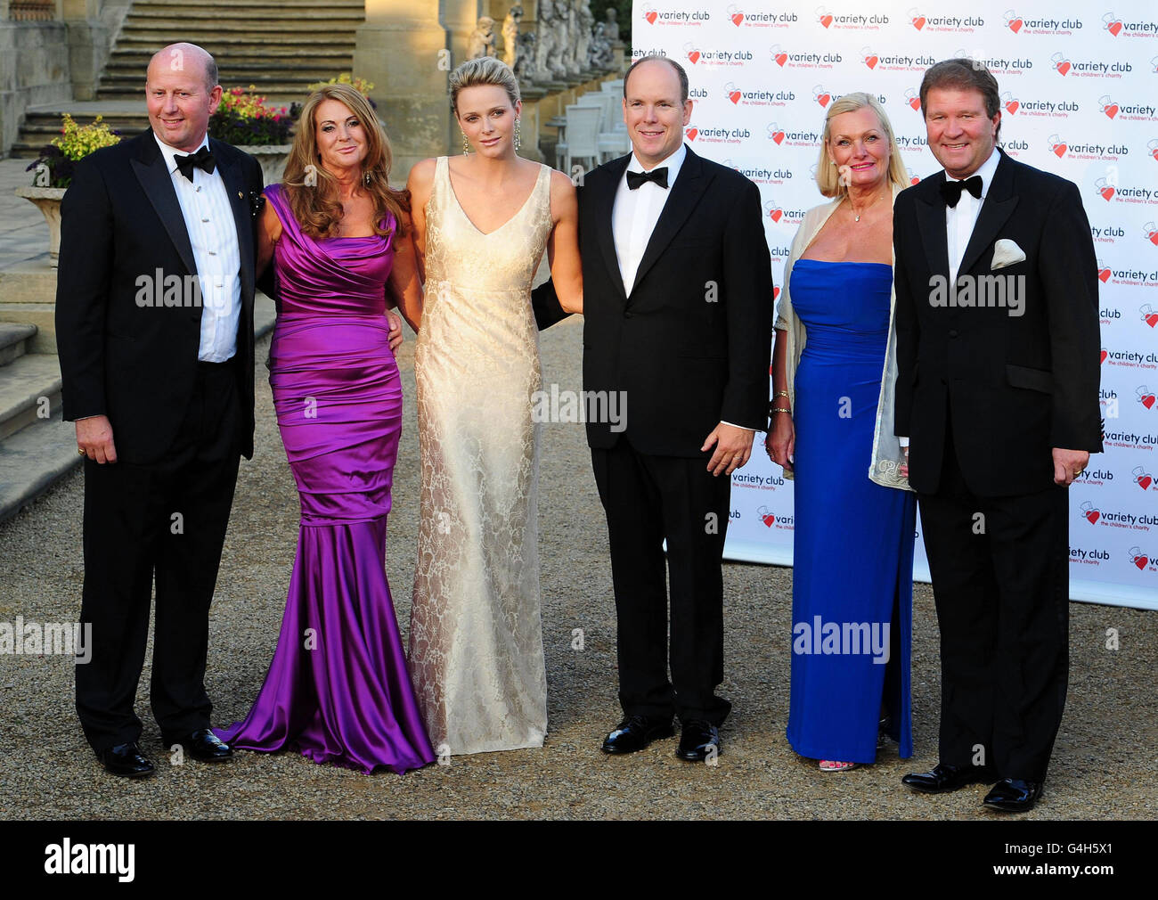 (From left to right) Chairman of the Variety Club David Wilson with wife Gail, Princess Charlene and husband Prince Albert II of Monaco and Robina and husband Stephen Bolton, at Harewood Hall in Leeds, where the 50th anniversary of the Variety Club is being celebrated. Stock Photo