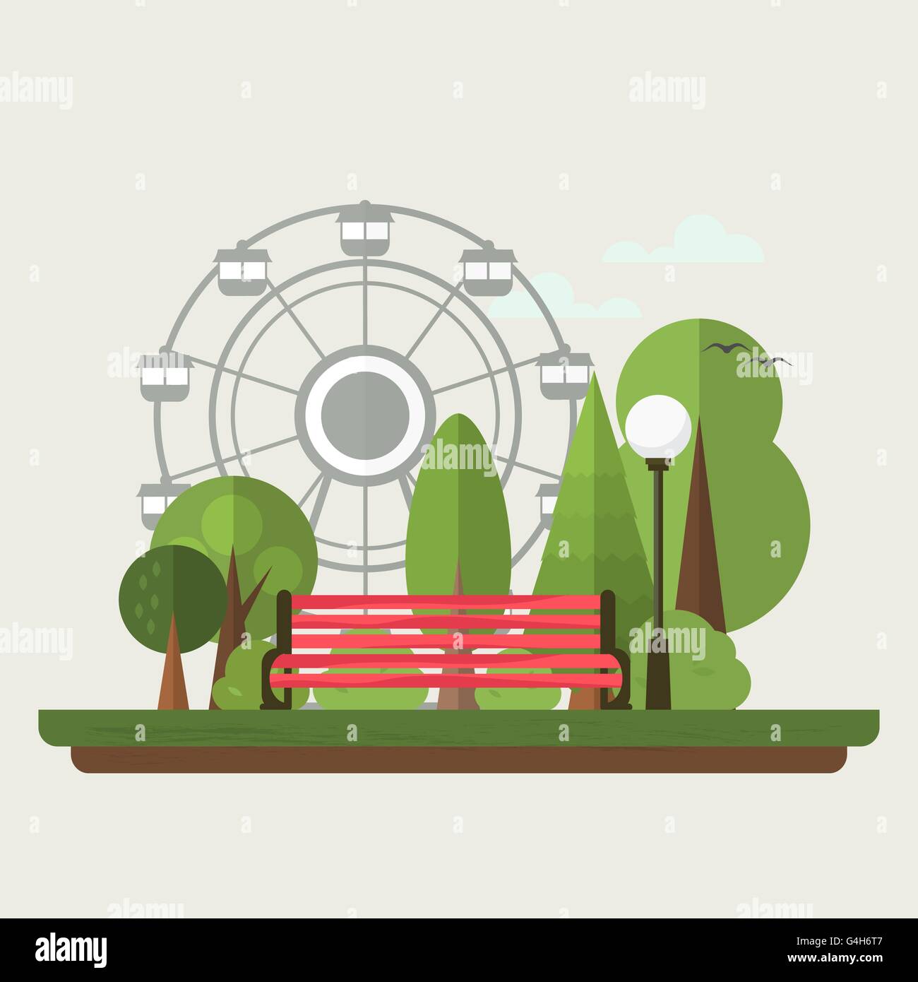 Flat illustration of urban amusement park . Vector Stock Vector Image ...