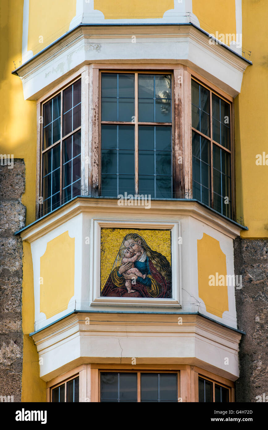 Oriel decorated with mural paintings in the old town, Innsbruck, Tyrol, Austria Stock Photo