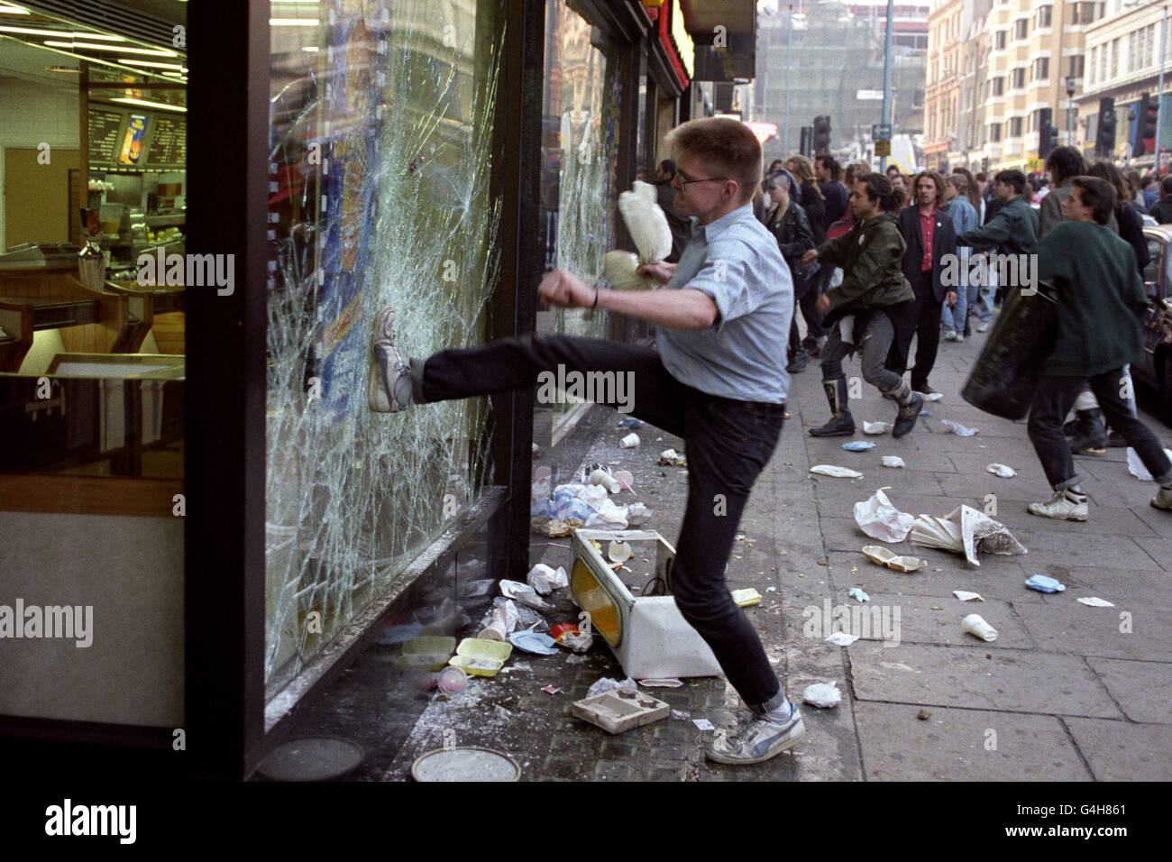British Crime - Civil Disturbance - The Poll Tax Riots - London - 1990 Stock Photo