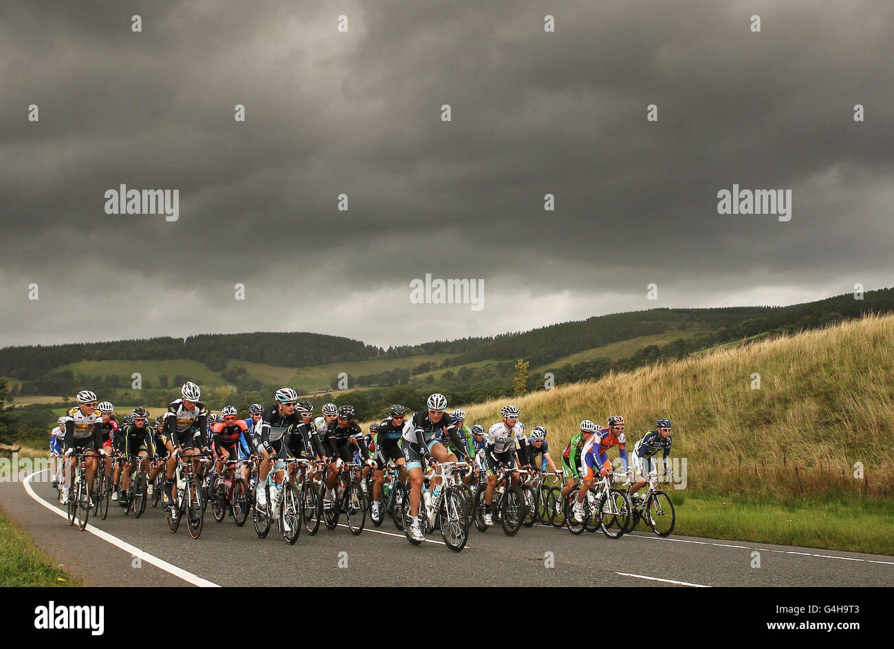 The start of Stage One of the Tour of Britain between Peebles and Dumfries. Stock Photo