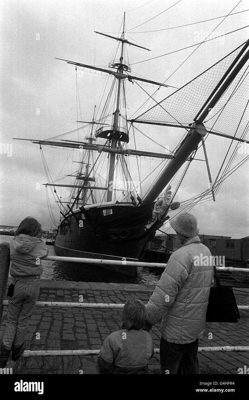 HMS Warrior, Britain's first iron-clad warship, docked at Hartlepool in Cleverland. 19/12/00: The 19th century vessel, now based at Portsmouth's Historic Dockyard, will receive vital preservation work thanks to a 725,000 Lottery cash boost, it was announced. Stock Photo