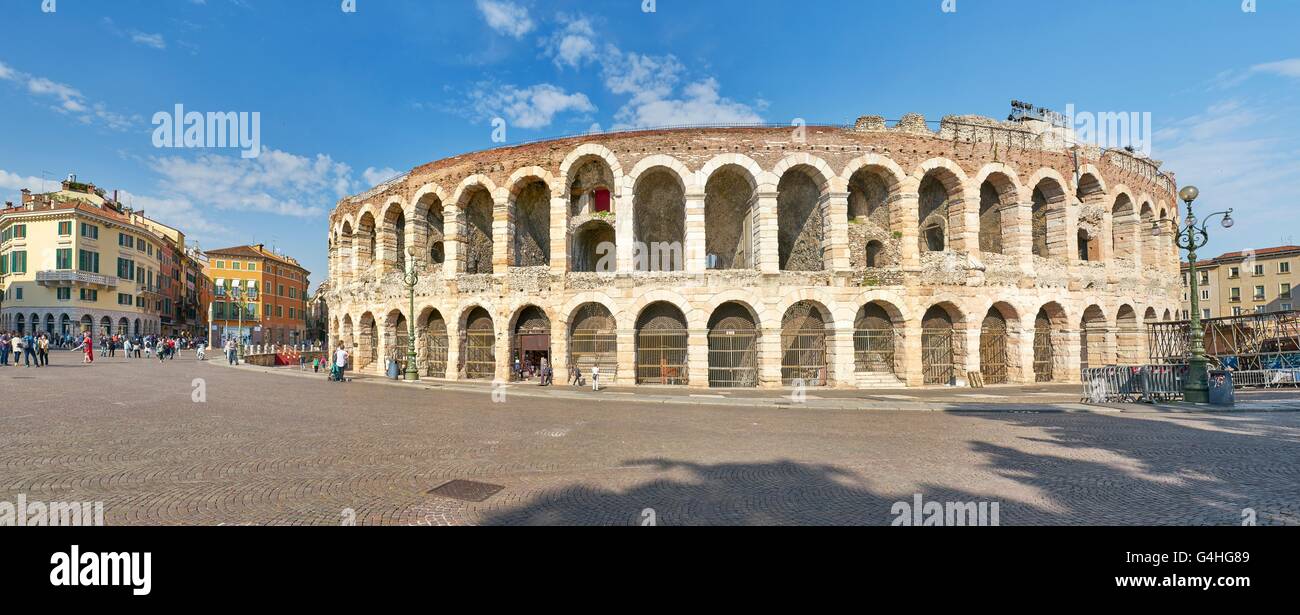 Verona Amphiteatere, (Roman Arena), Piazza Bra old town, Veneto region, Italy Stock Photo