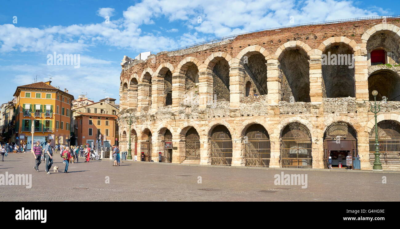 Verona - The Arena (amphiteatre), Piazza Bra old town, Veneto region, Italy Stock Photo