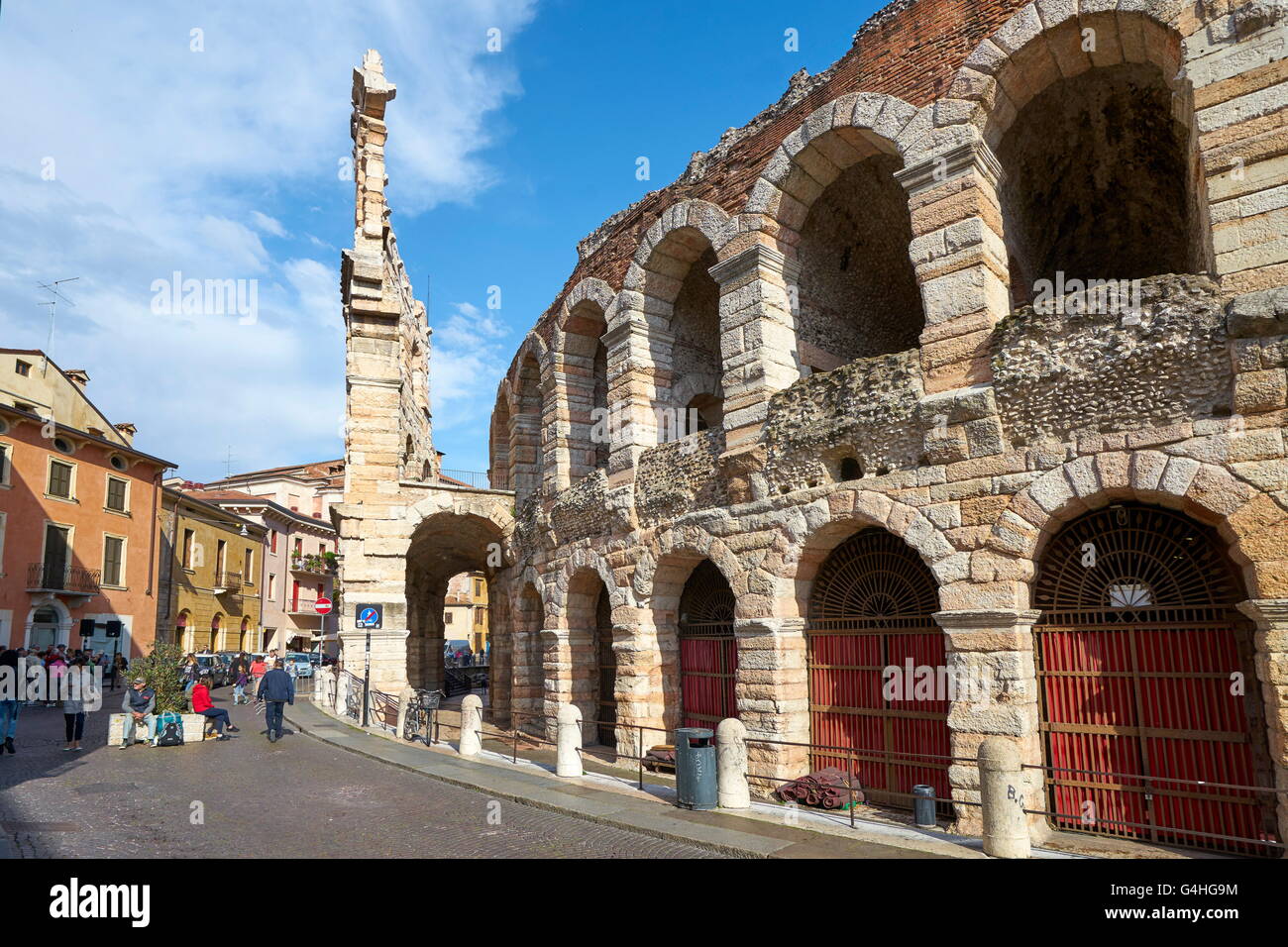 The Arena (amphiteatere), Piazza Bra, Verona old town, Veneto region, Italy Stock Photo