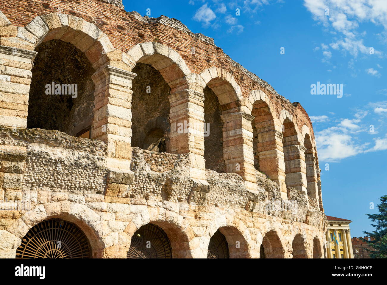 The Arena (amphiteatre), Piazza Bra, Verona old town, Veneto region, Italy Stock Photo