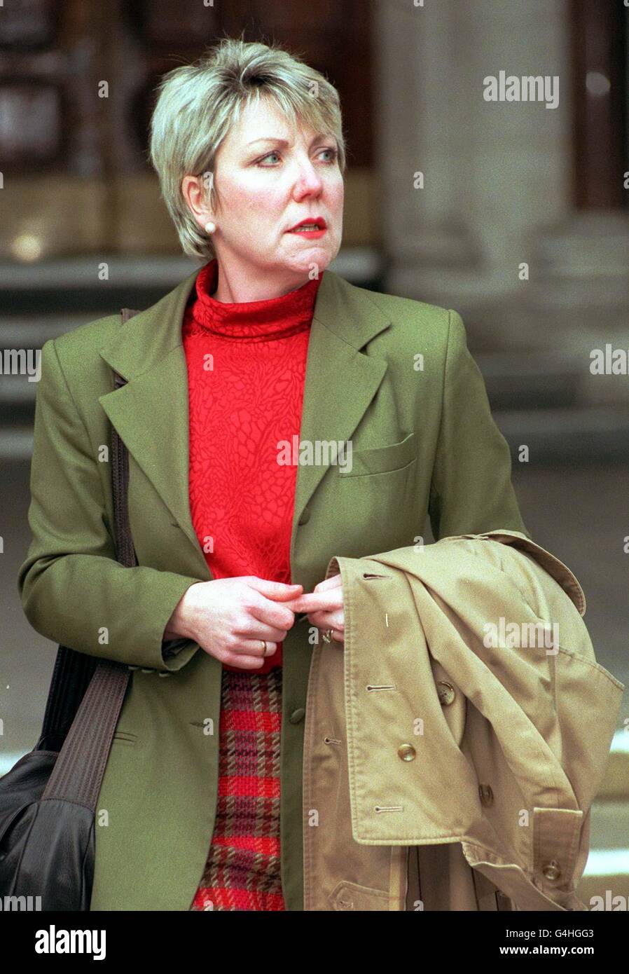 Patricia Green, at the High Court today (Monday) where she is seeking substantial damages from North Essex Health Authority, on behalf of her son James, after a tragic mix-up over surnames, during a blood transfusion left him severely brain damaged. James was given A rhesus negative cells rather then O rhesus positive cells in March 1992 to combat neo-natal jaundice when he was four days old. James, now six, suffered convulsions and heart failure after the 'mismatch' at the Princess Alexandra Hospital, Harlow, Essex. See PA Story COURTS Blood. Photo by Neil Munns. Stock Photo