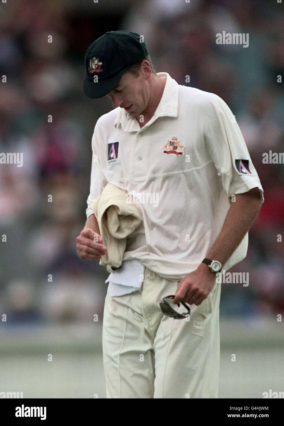 Australian fastbowler Glenn McGrath, who was given a suspended fine of