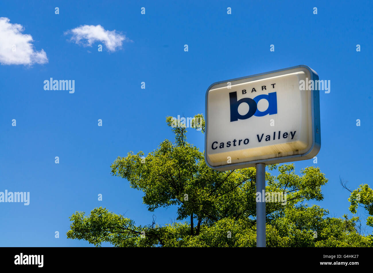 A Bart Station Sign in Castro Valley California east of San Francisco Stock Photo