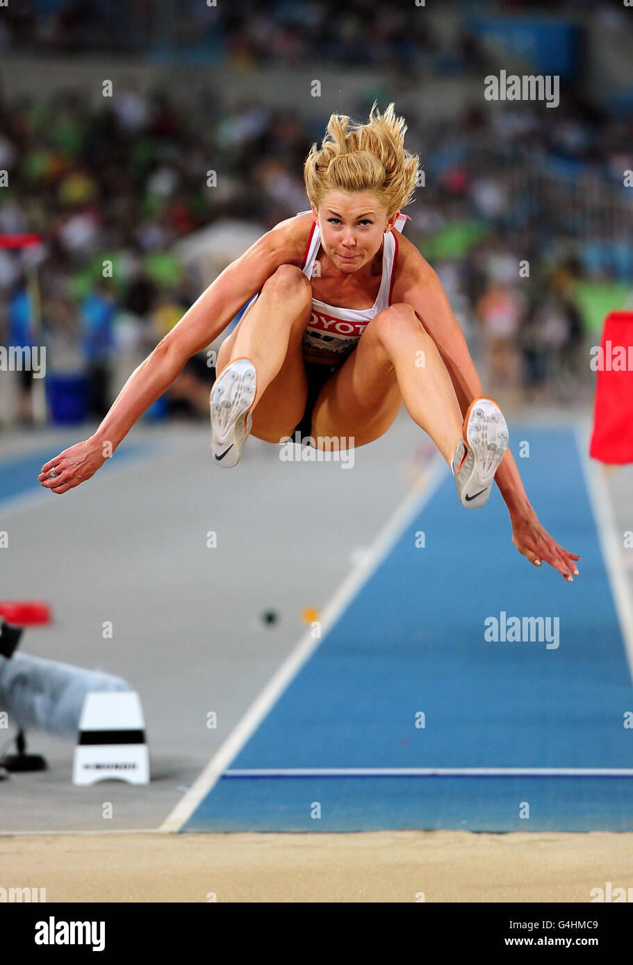 Athletics - IAAF World Championships 2011 - Day Two - Daegu. Latvia's Ineta Radevica competes in the Long Jump Stock Photo