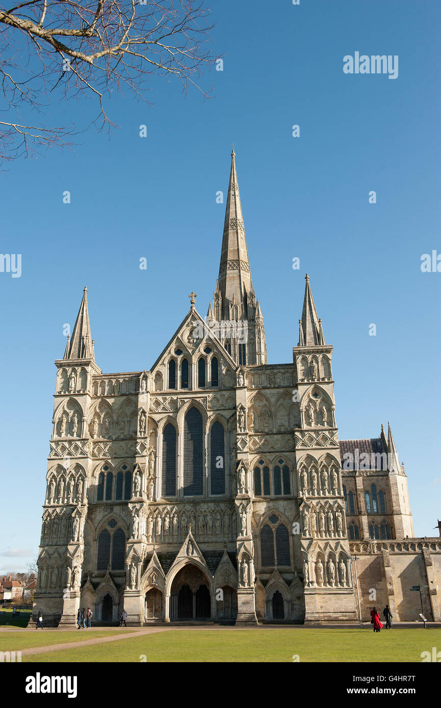 Salisbury Cathedral facade Stock Photo