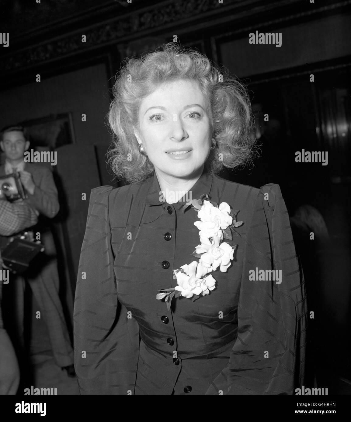 Film actress Greer Garson at a reception given for her in London. Stock Photo