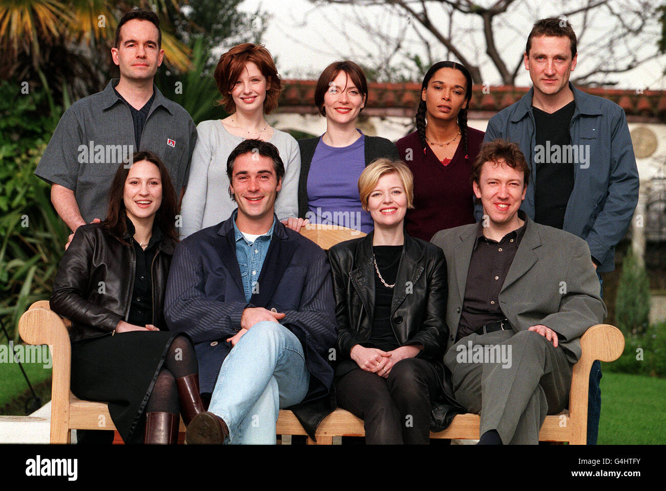The stars of 'Wonderful You', a new drama series for the ITV network: (back row, from left) William Osbourne, Kelly Reilly, Anna Wilson- Jones, Rowena King, Dorian Healy, (front row, from left) Miranda Pleasence, Greg Wise, Lucy Akhurst and Richard Lumsden. Stock Photo