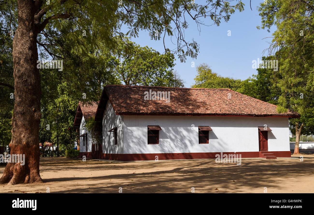 Huts in Sabarmati Ashram near Ahmedabad, India Stock Photo