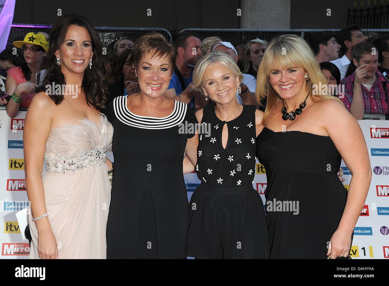 Loose Women Andrea McLean, Denise Welch, Lisa Maxwell and Sally Lindsay arriving for the Pride of Britain awards at the Grosvenor House Hotel, London. Stock Photo