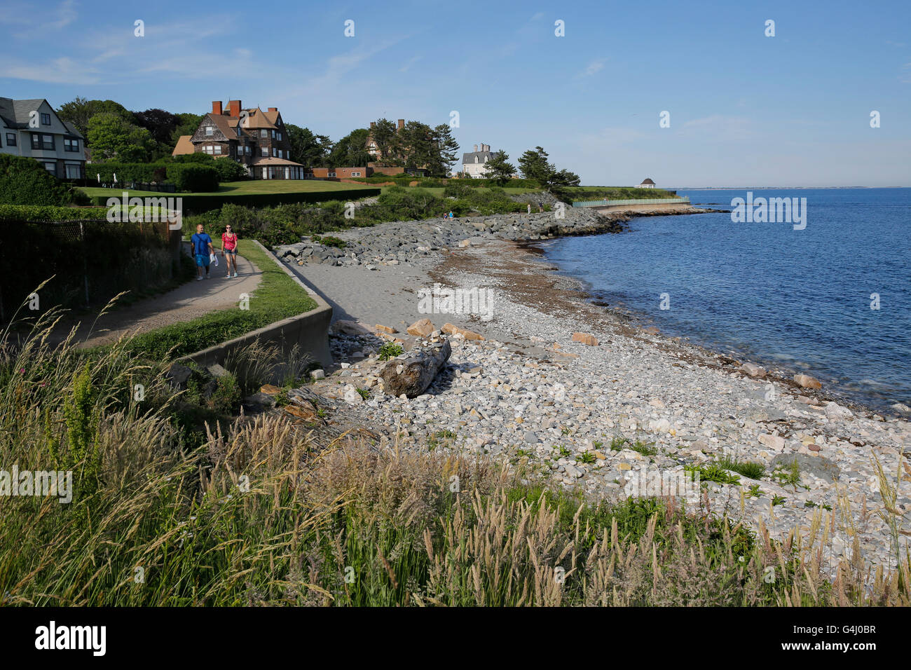 View of the Newport Cliff Walk public walkway near Newport, Rhode