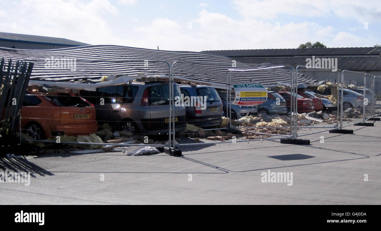 A general view of the scene at an industrial unit in Langley Moor