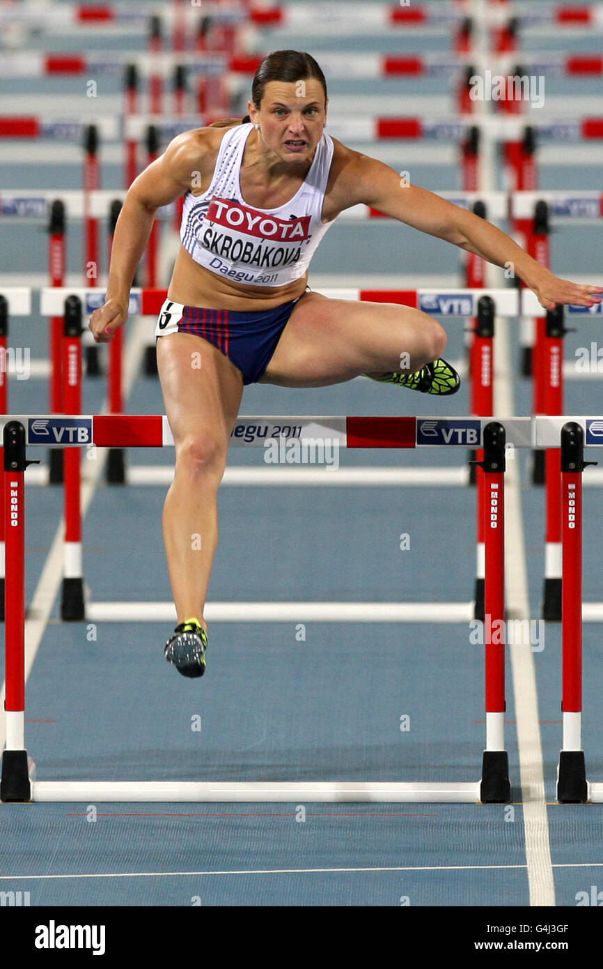 Full length jumping jumps hurdle hurdles 100m 100 hires stock