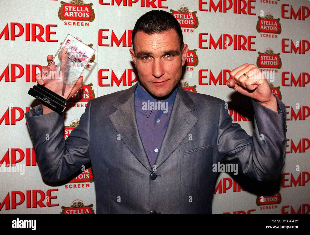 Footballer turned actor Vinnie Jones, at the Empire Film Awards in London where he was awarded his third Best Debut prize, for Lock Stock and Two Smoking Barrels, which won Best British Film. Stock Photo
