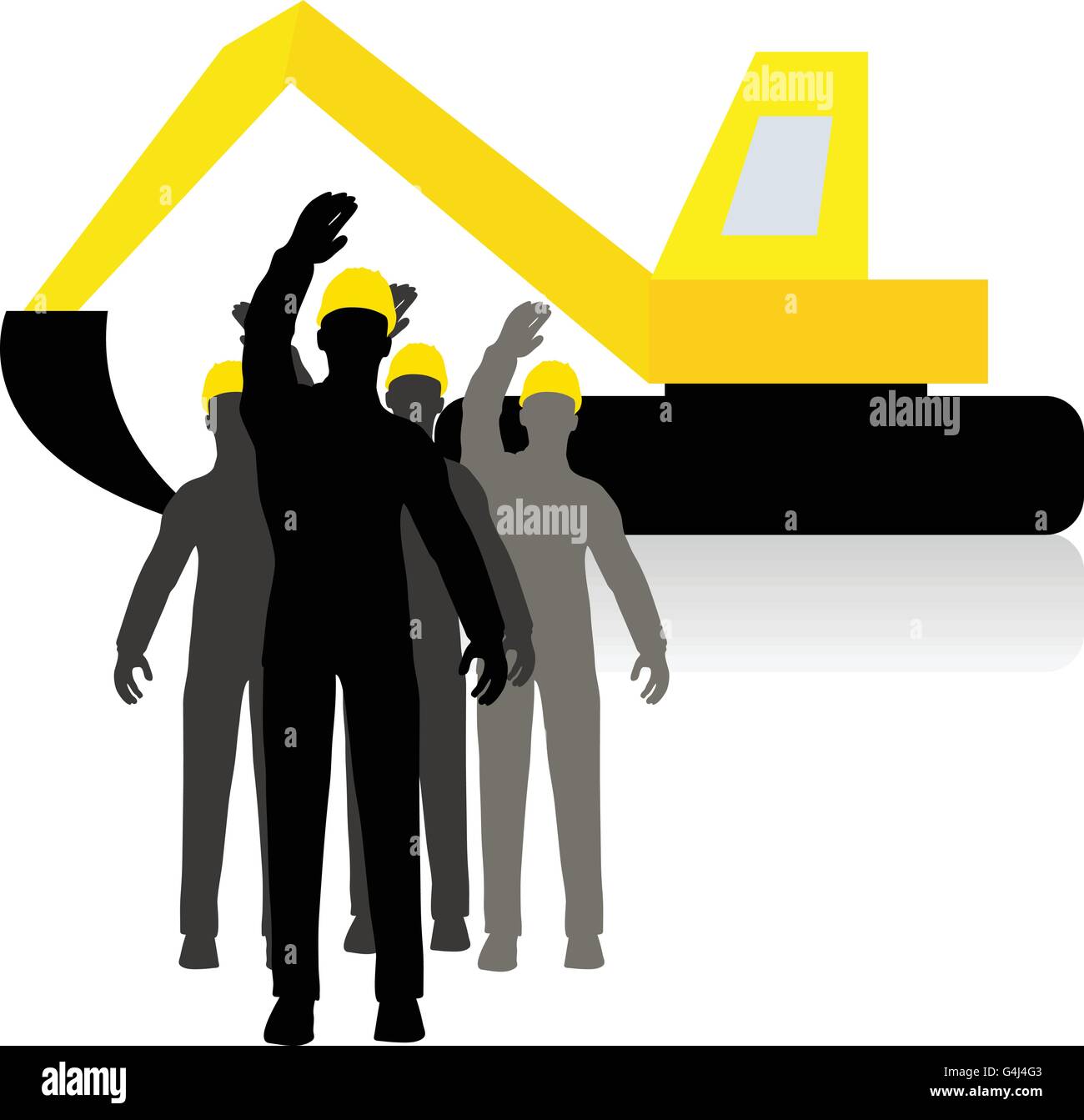 worker silhouette with yellow protective headgear isolated Stock Vector