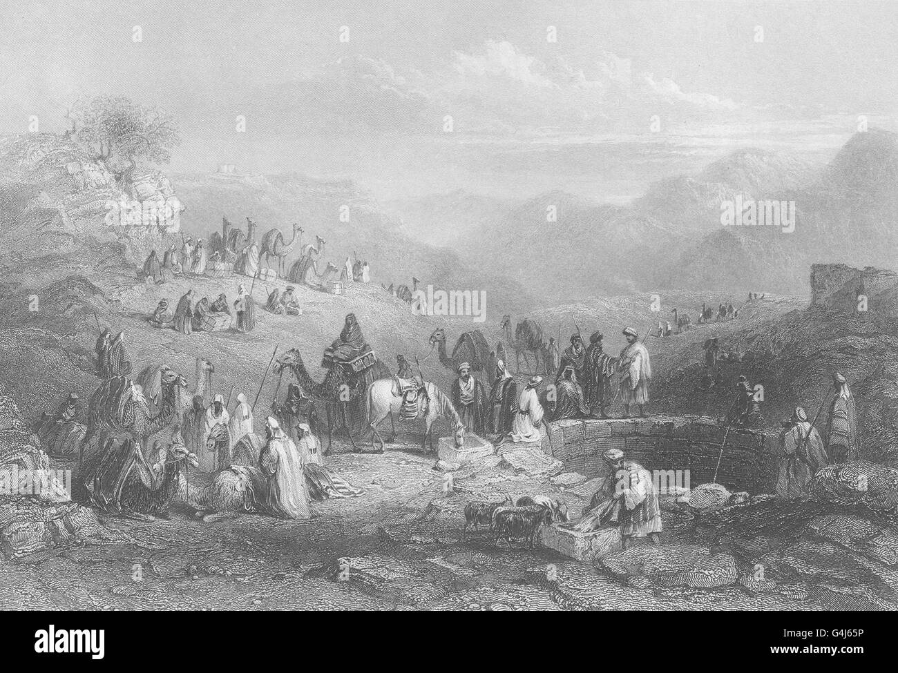 ISRAEL: Palestine: Emmaus: Well Rd Jaffa Jerusalem. , antique print 1847 Stock Photo