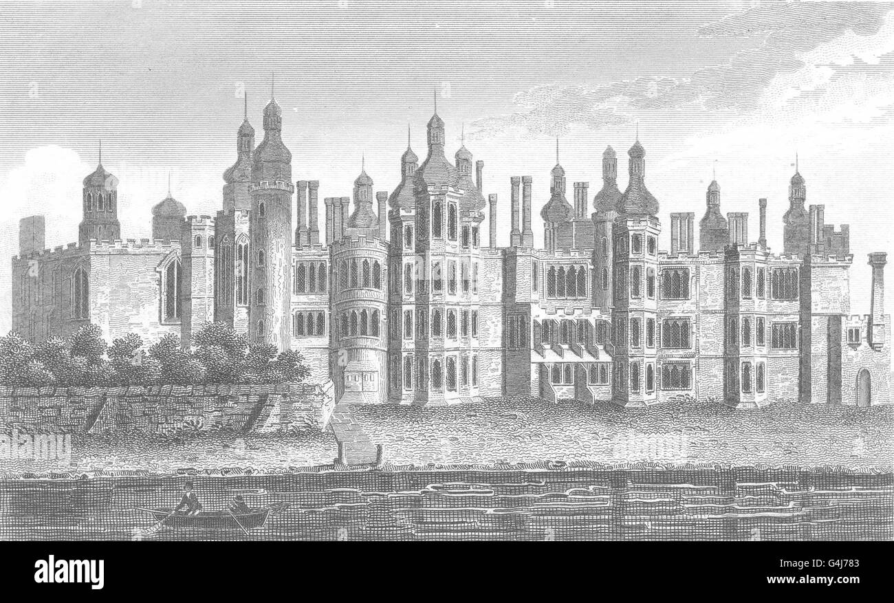 SURREY: Surrey: Richmond Palace. The Palace. Copperplate View (Hughson), 1811 Stock Photo