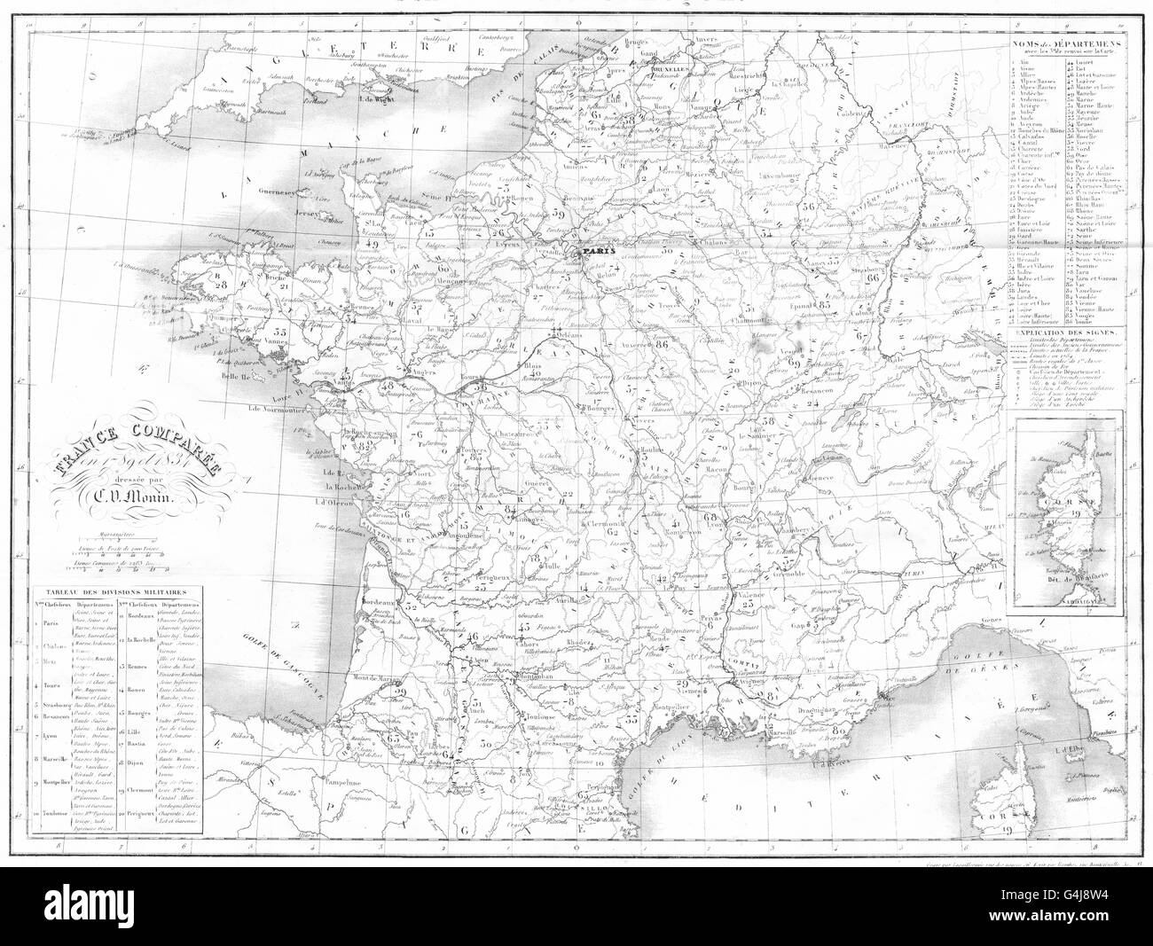 FRANCE: France Pittoresque; Inset map of Corse (Corsica) , 1835 Stock Photo