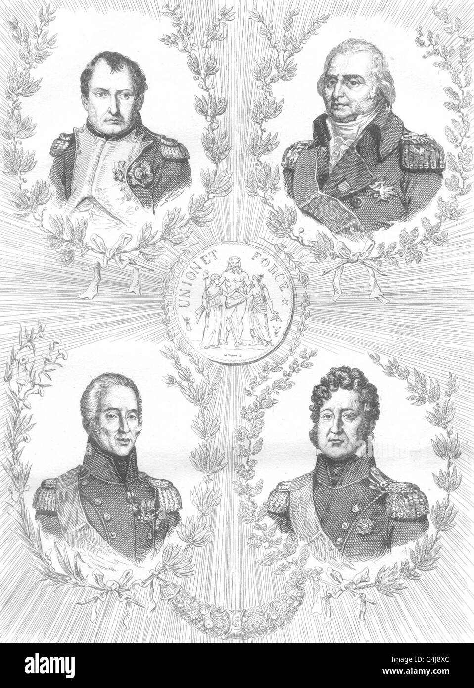 FRANCE: Union et Force, antique print 1835 Stock Photo