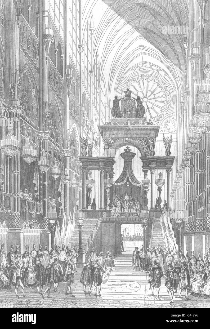 FRANCE: Sacre de Charles X. L'Intronisation, antique print 1835 Stock Photo