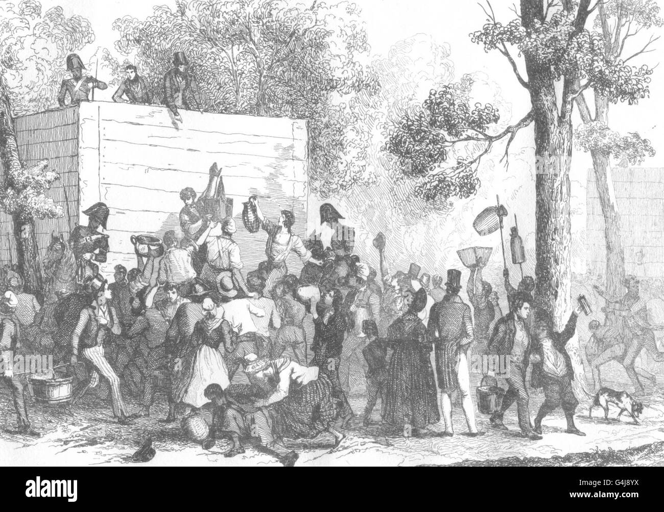 FRANCE: Une fête Publique, antique print 1835 Stock Photo