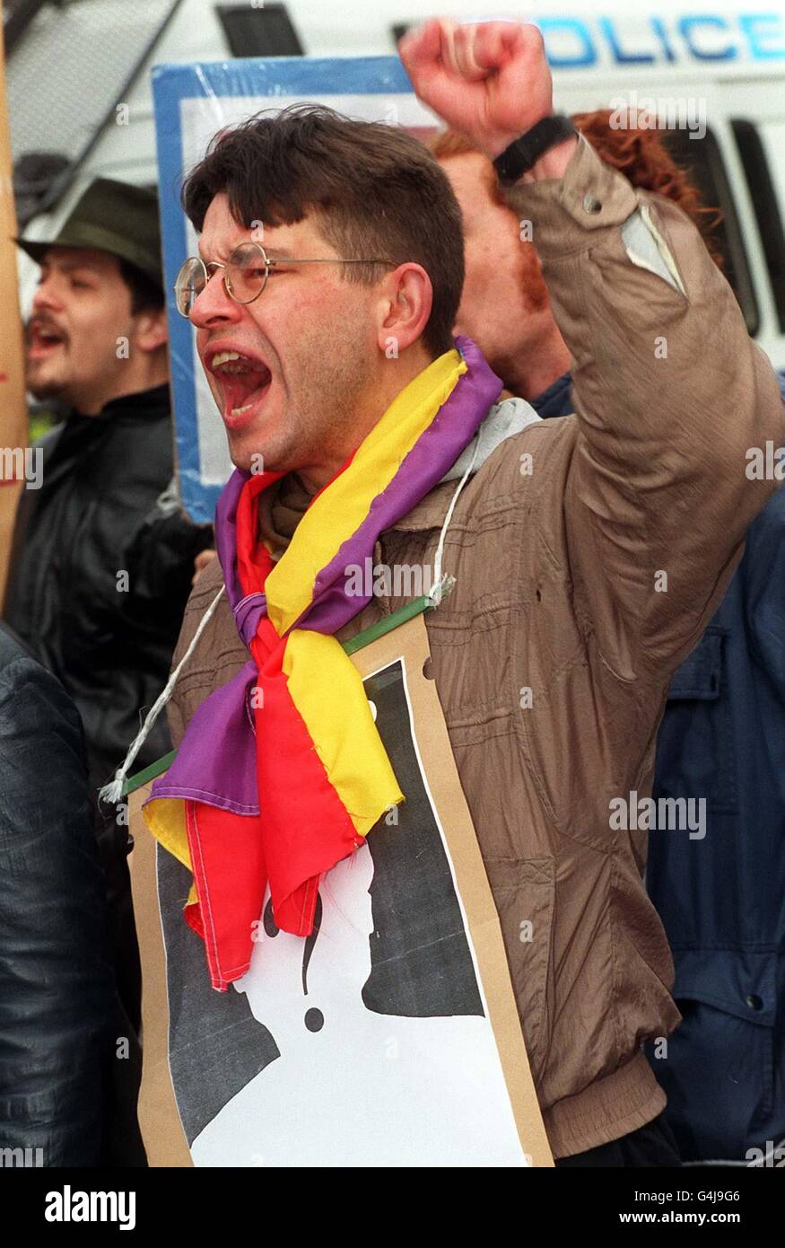 Pinochet protesters/HOL ruling Stock Photo