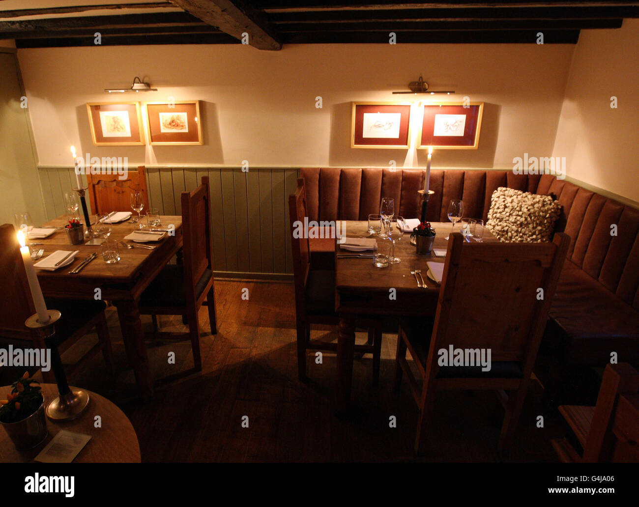 A dinning area at the Hand and Flowers in Marlow, Buckinghamshire