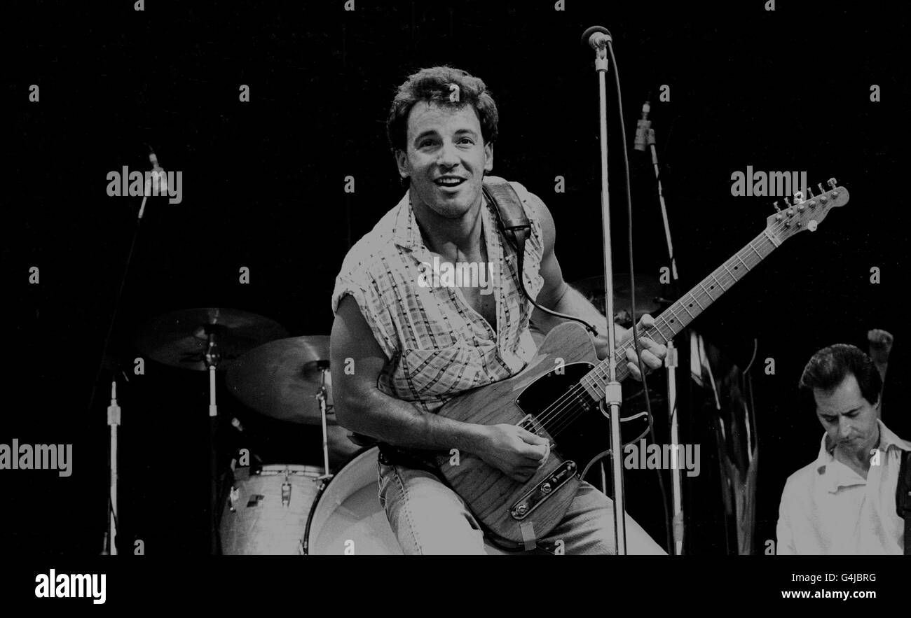 Music - Bruce Springsteen Live - Wembley Stadium. Bruce Springsteen during his concert at Wembley Stadium. Stock Photo