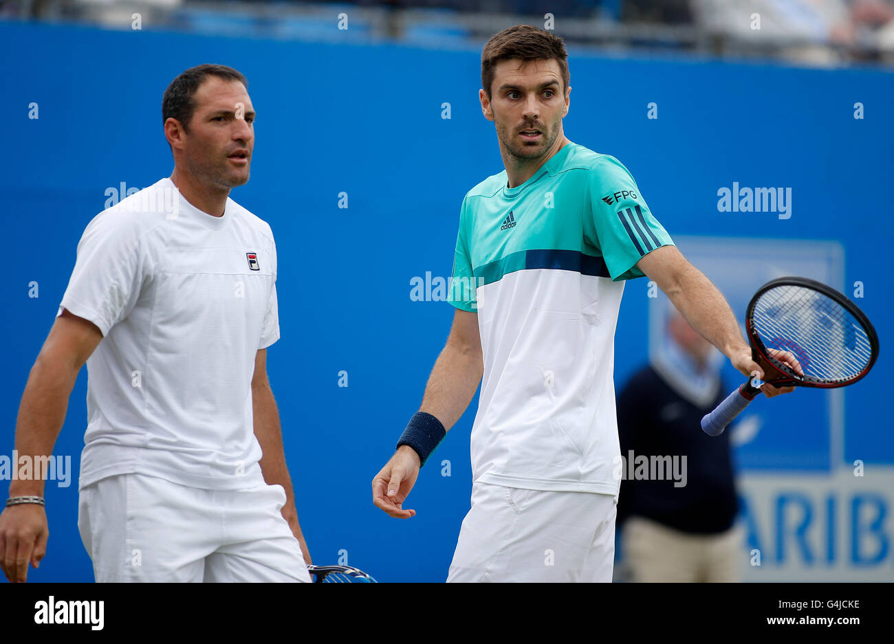 Great Britain's Colin Fleming (right) and Israel's Jonathan Erlich ...