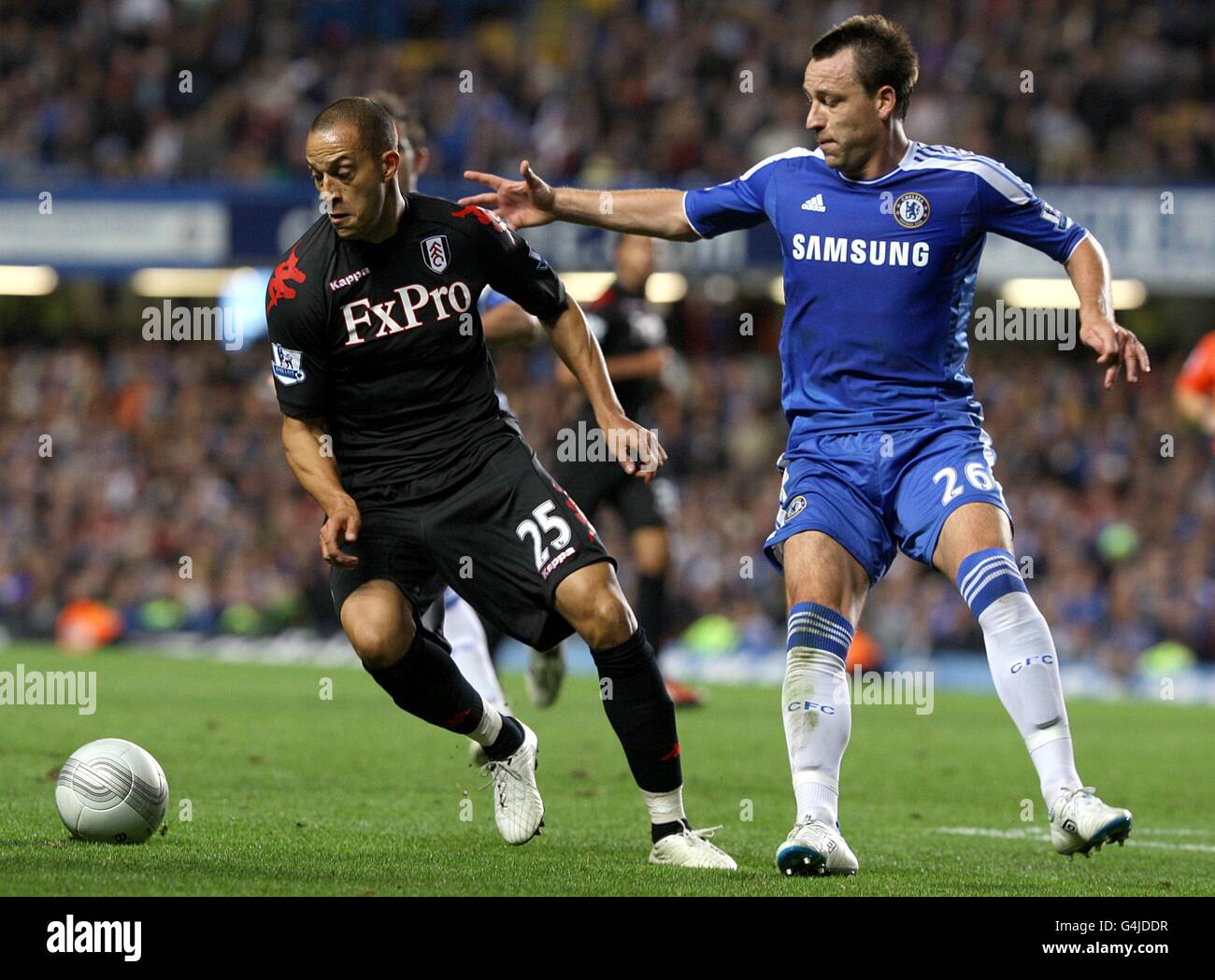 Fulham's Bobby Zamora (left) in action with Chelsea's John Terry Stock Photo