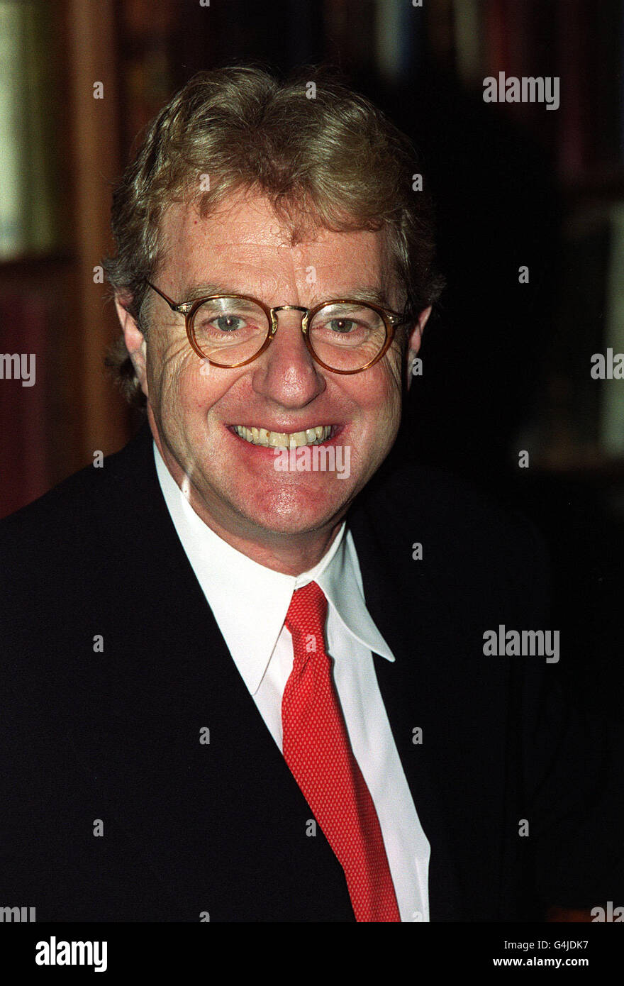 Jerry Springer, host of the infamous American chat show 'The Jerry Springer Show', during a visit to the Oxford Union at Oxford University. * 23/01/2003: Talk show host Jerry Springer has a secret of his own to share: he is considering running for the US Senate next year. Springer, a Democrat, said he will decide by the summer whether to challenge George Voinovich, a Republican who has said he ll run for a second term in 2004. Stock Photo