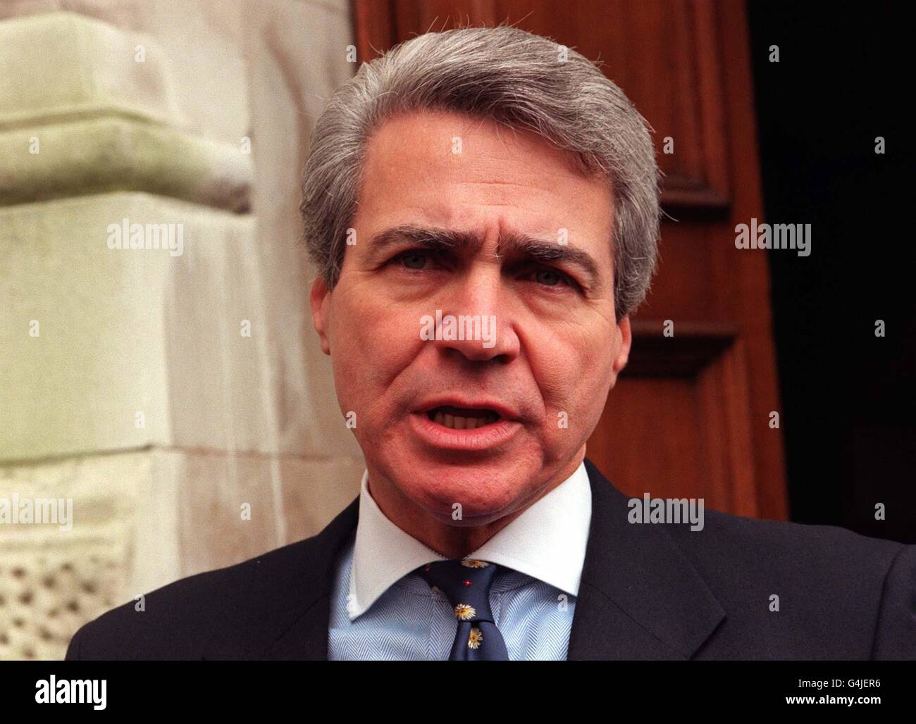 US Ambassador to Britain, Philip Lader leaves the Foreign Office in London where Foreign Office Minister Baroness Symons discussed the United States's decision to impose trade sanctions over banana exports. Stock Photo