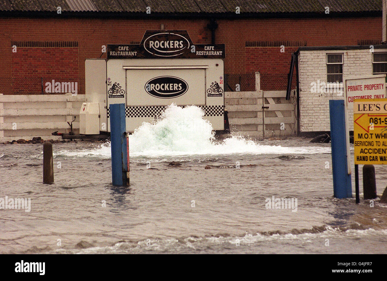 The scene on the A406 North Circular in London, which was submerged