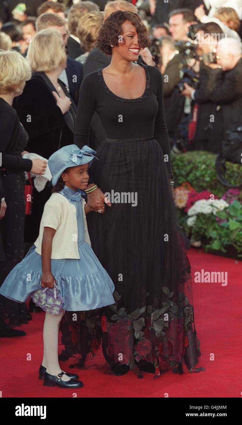 Pop star Whitney Houston arrives at the 71st Annual Academy Awards in Los Angeles, California. Stock Photo
