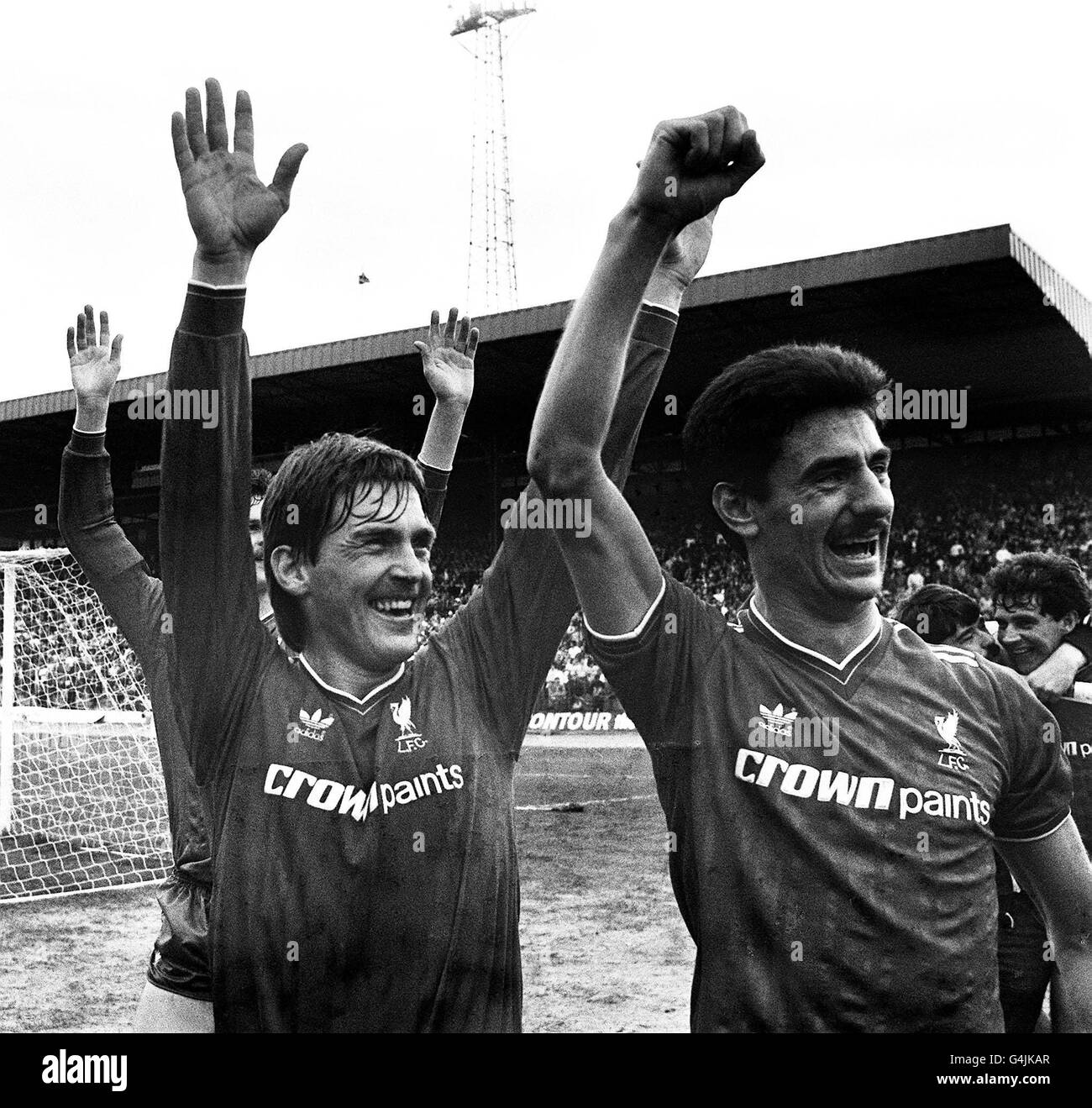 Liverpool Player/Manager Kenny Dalglish (Left) And Ian Rush Acknowledge Their Fans After They Defeated Chelsea 1-0 At Stamford Bridge. Dalglish Scored The Winning Goal In The 23Rd Minute, Clinching. The First Division