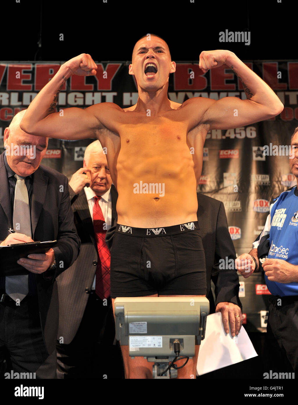 Tony bellew during the weigh in at the contemporary urban centre hi-res ...