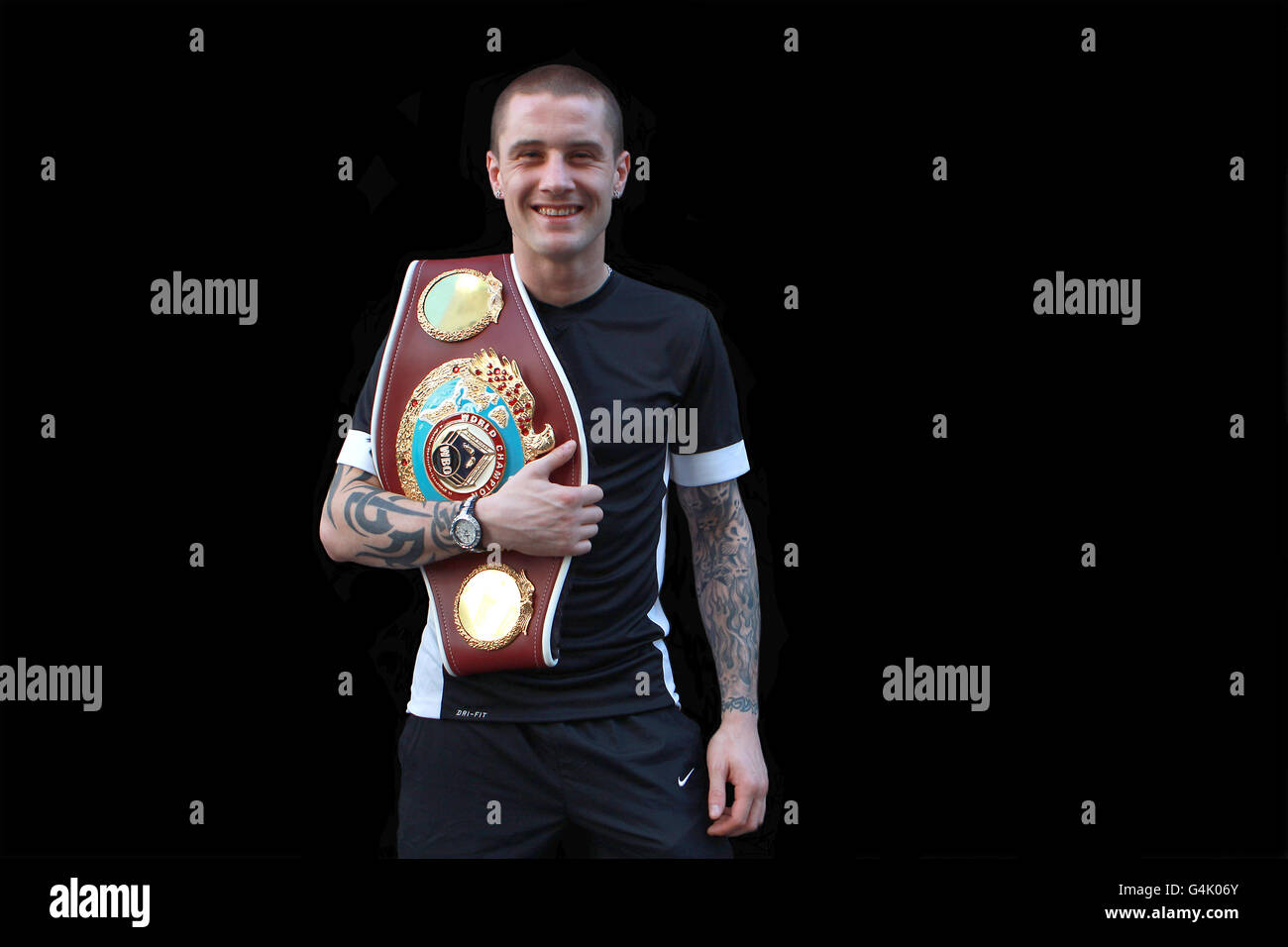 Ricky Burns poses for a photo after a press conference at Planet Hollywood, London. Stock Photo
