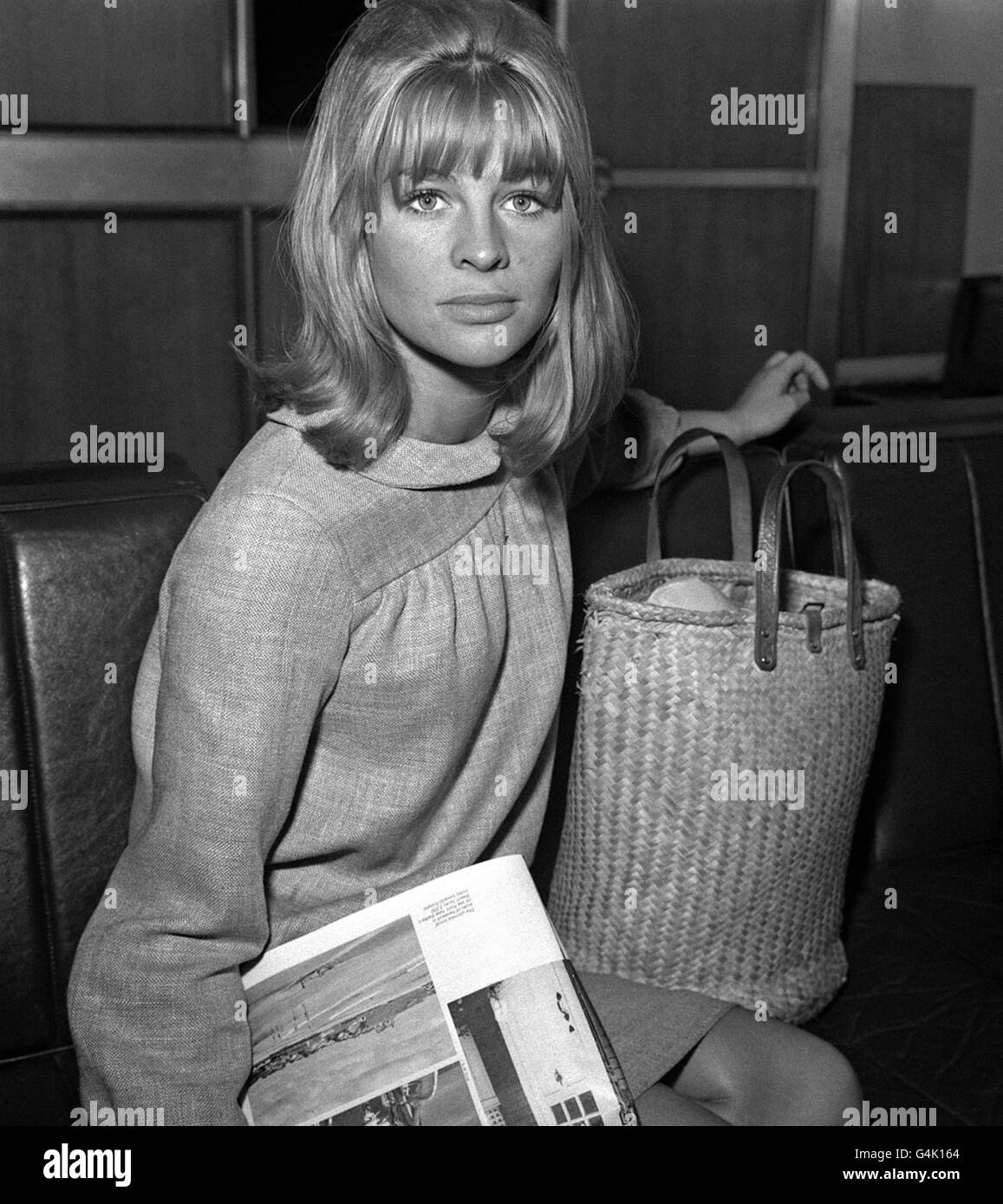 Julie Christie - London Airport. Actress Julie Christie at London Airport before leaving for a holiday in Madrid, Spain. Stock Photo
