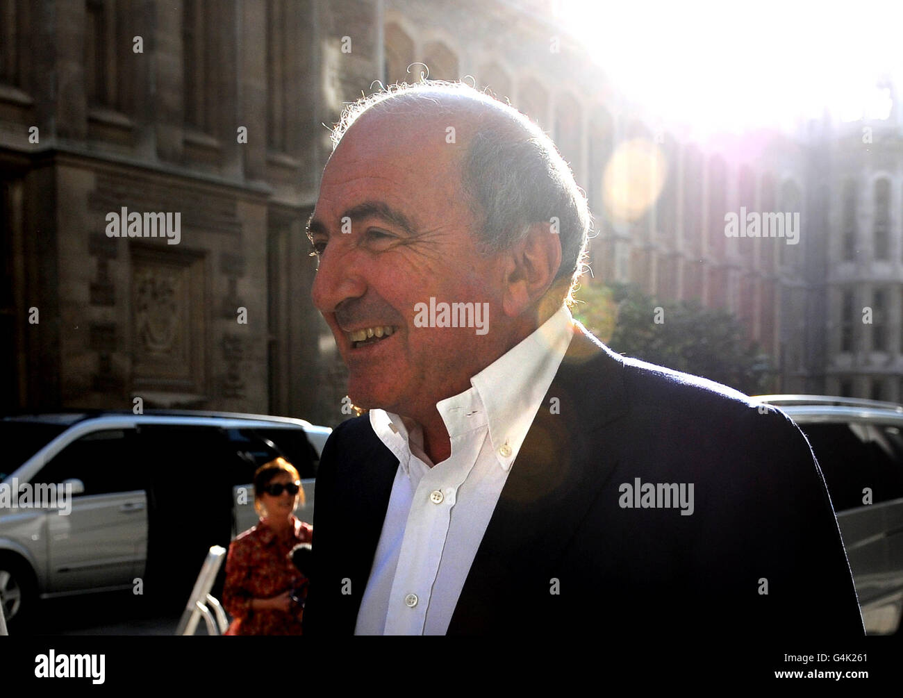 Russian oligarch Boris Berezovsky leaves the Commercial Court of the High Court in central London. Stock Photo