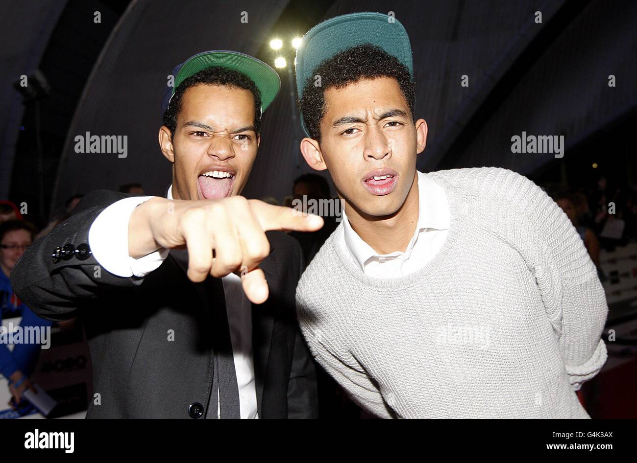 Jordan 'Rizzle' Stevens and Harley 'Sylvester' Alexander-Sule (left) AKA Rizzle Kicks arriving for the MOBO Awards 2011, at the SECC, Glasgow, G3 8YW. Stock Photo