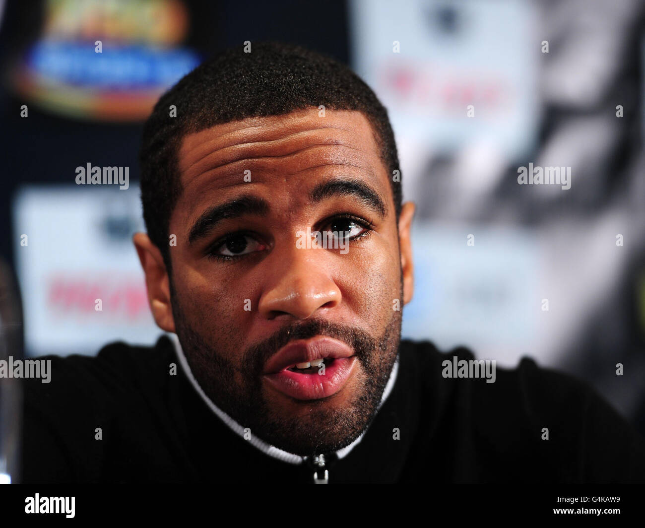 USA's Lamont Peterson during the press conference at the Mayfair Hotel, London. Stock Photo