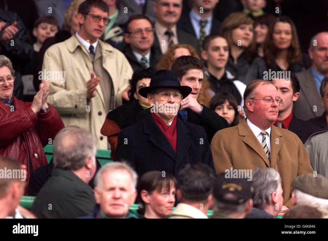 Celtic's managing director Fergus McCann (left), watches Celtic 5-0 victory over Dundee, in what was almost certainly his last appearance at the ground. The end of the current tax year makes it a prudent time for McCann to leave the club after five years in charge. Stock Photo