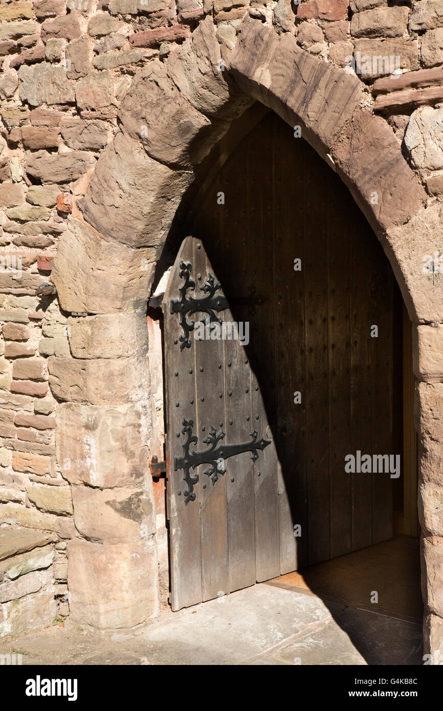 UK, Herefordshire, Leominster, Church Street, Forbury Chapel, ancient former monastic building doorway Stock Photo